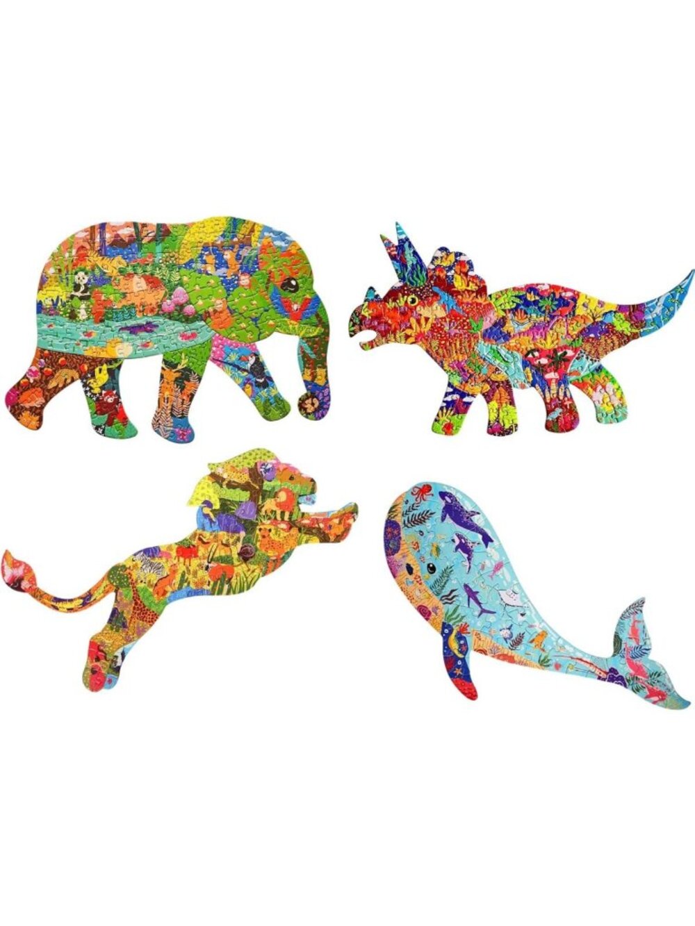 Puzzles for Kids Ages 4-8, 8-10, 50 Pieces Whale, 80 Pieces Lion, 150 Pieces